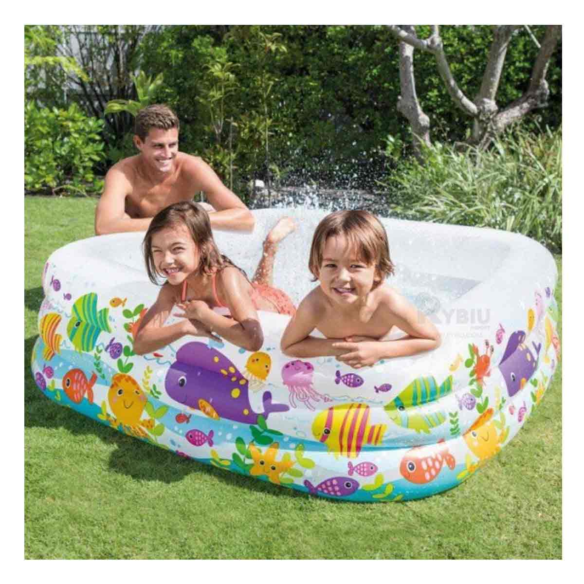 Piscina con Diseño Acuario para Niños en Color Blanco