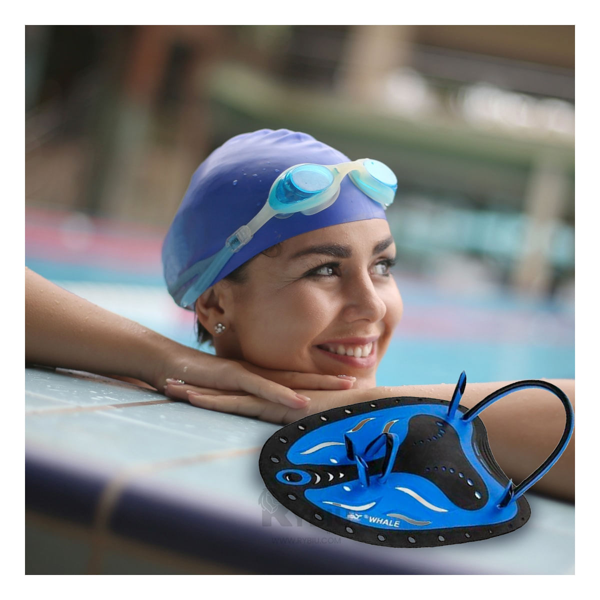 Manopla de Natacion para Piscina de Color Azul