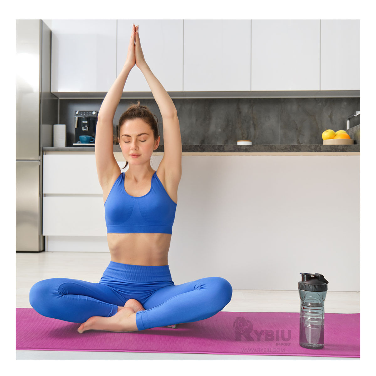 Mat para Entrenamiento en Casa Color Rosado Y+Stickers