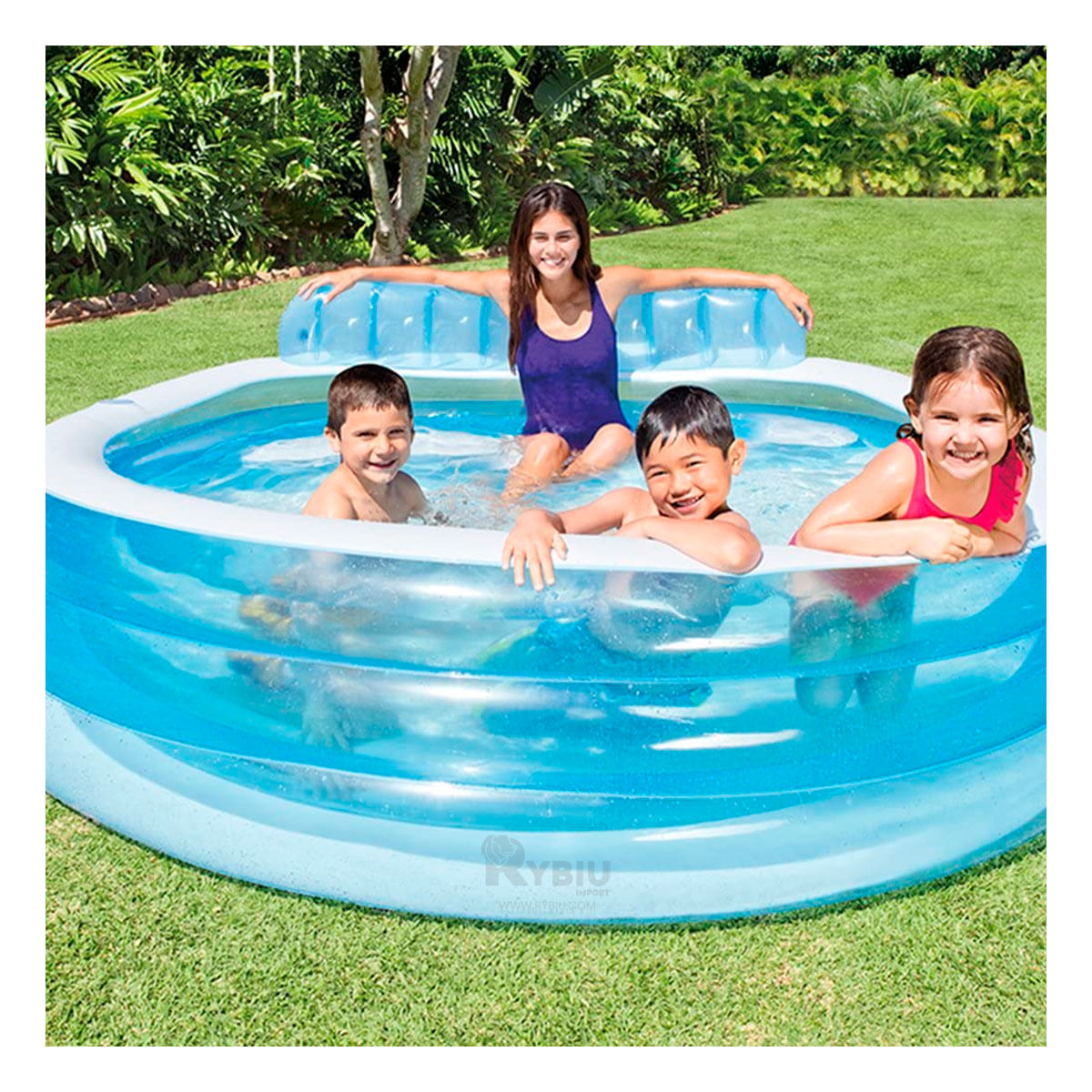 Piscina Resistente Incluye Sillon Liviano de Celeste