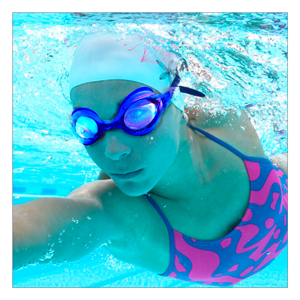 Lentes Comodas de Natacion MG-1600 en Color Azul