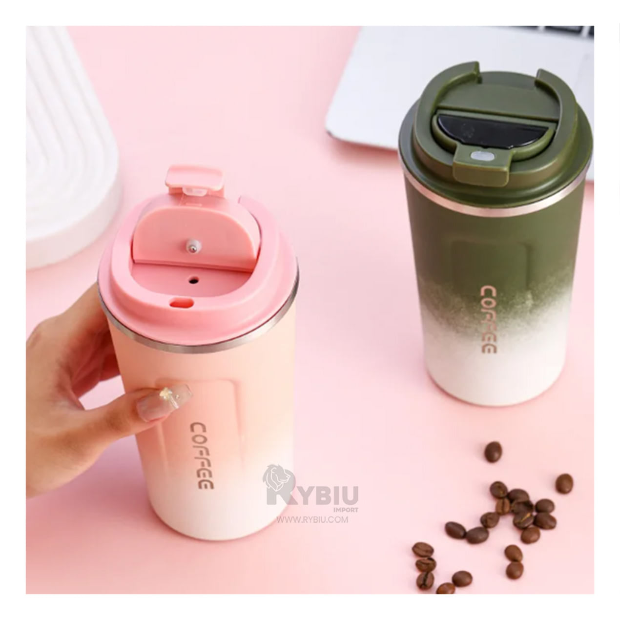 Recipiente para Mates de Color Rosado Y+Post-it adhesivos