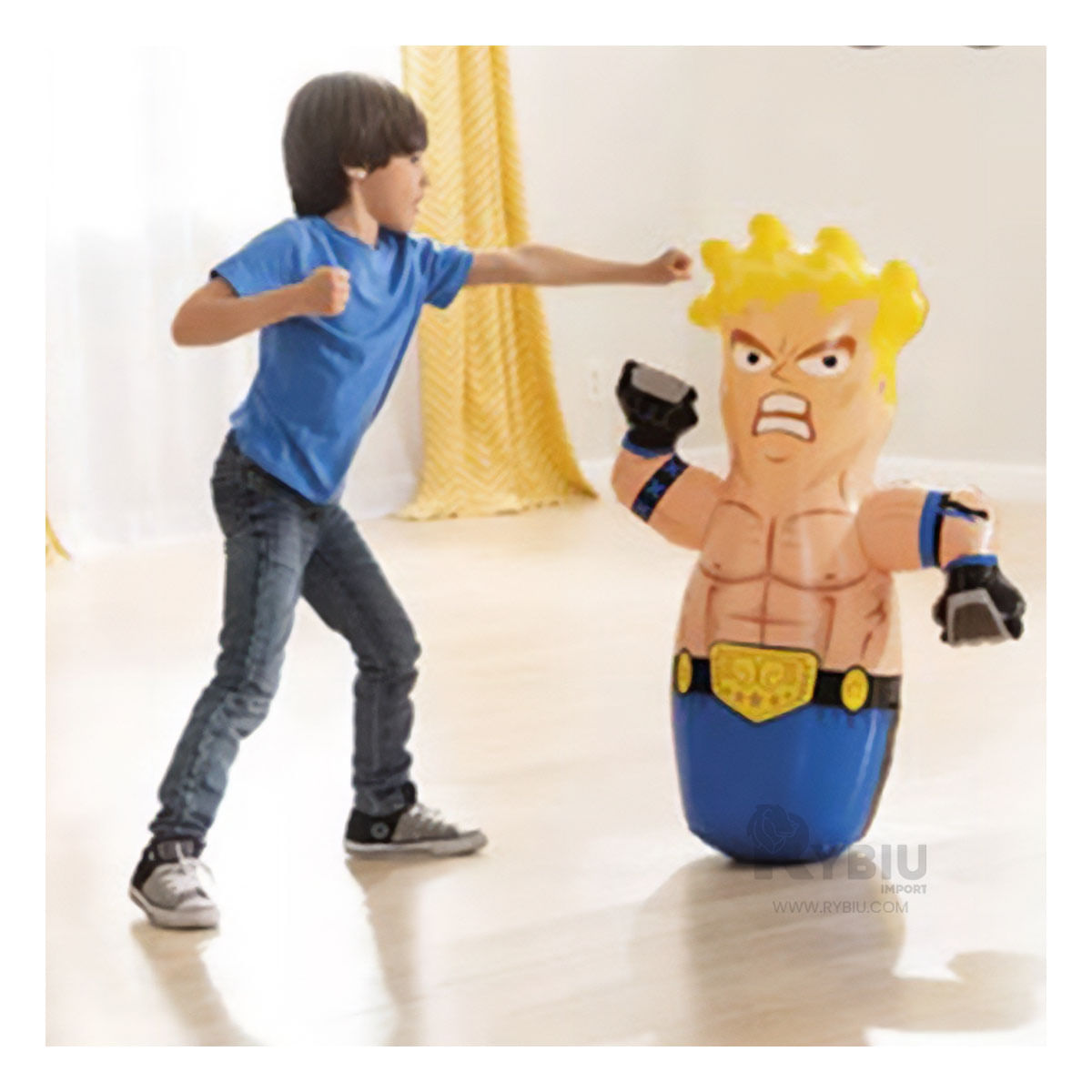 Porfiado Diseño de Boxeador de Color Azul Y+Papel de Regalo