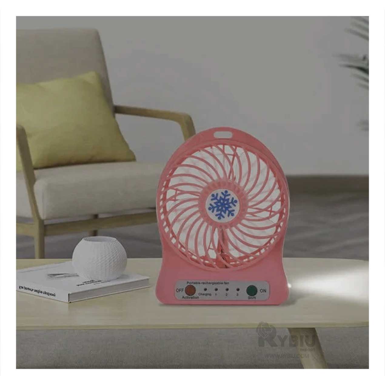 Mini Ventilador Portatil Fresco y Compacto en Color Rosado