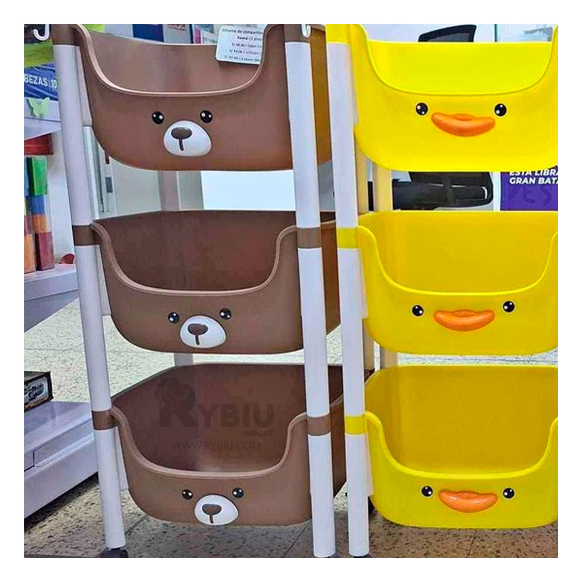Organizador Kawaii de Osito con 3 Niveles en Tono Marron
