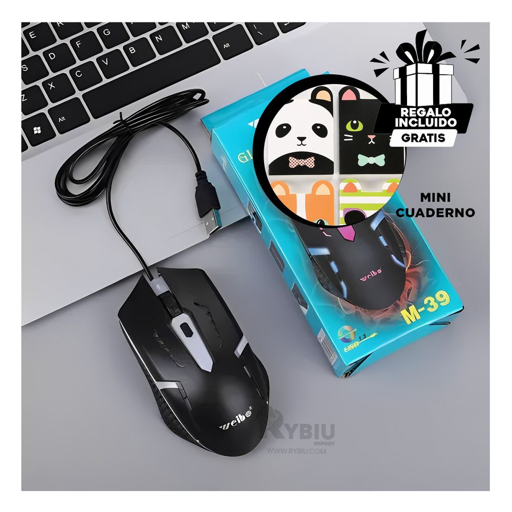 Mouse Portable Facil de Manejar en Negro Y+Agendita Mouse Portable Facil de Manejar en Negro Y+Agendita