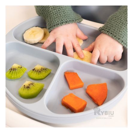 Plato de Bebe con Succion Segura en Color Plomo Y+Agendita Plato de Bebe con Succion Segura en Color Plomo Y+Agendita