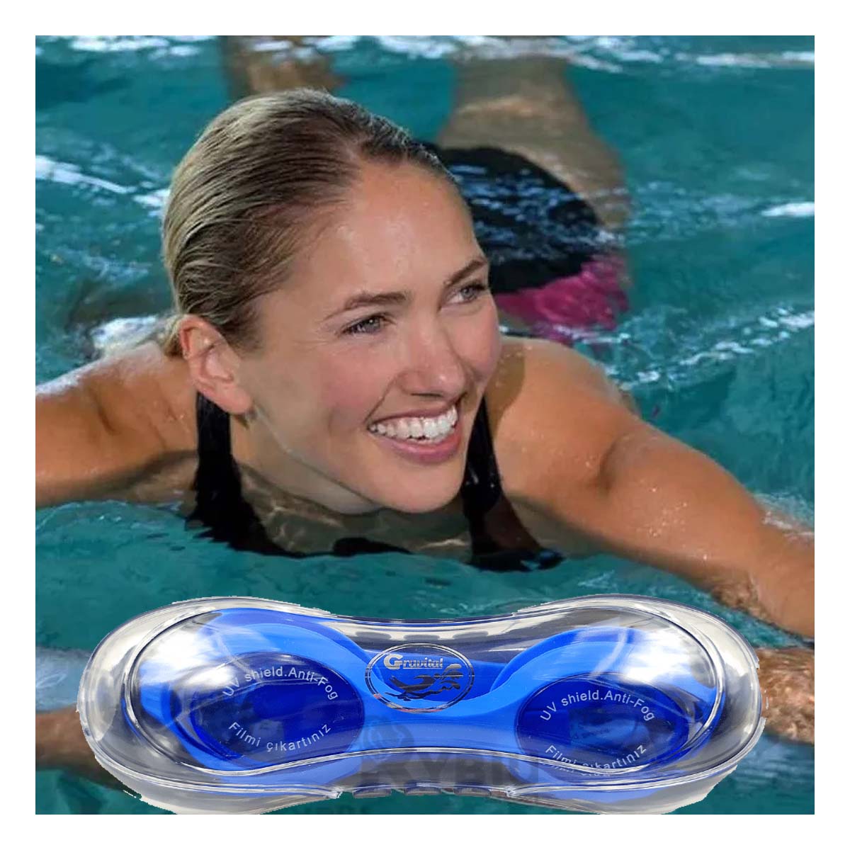 Lentes Acuaticos Innovador en Color Azul Y+Stickers