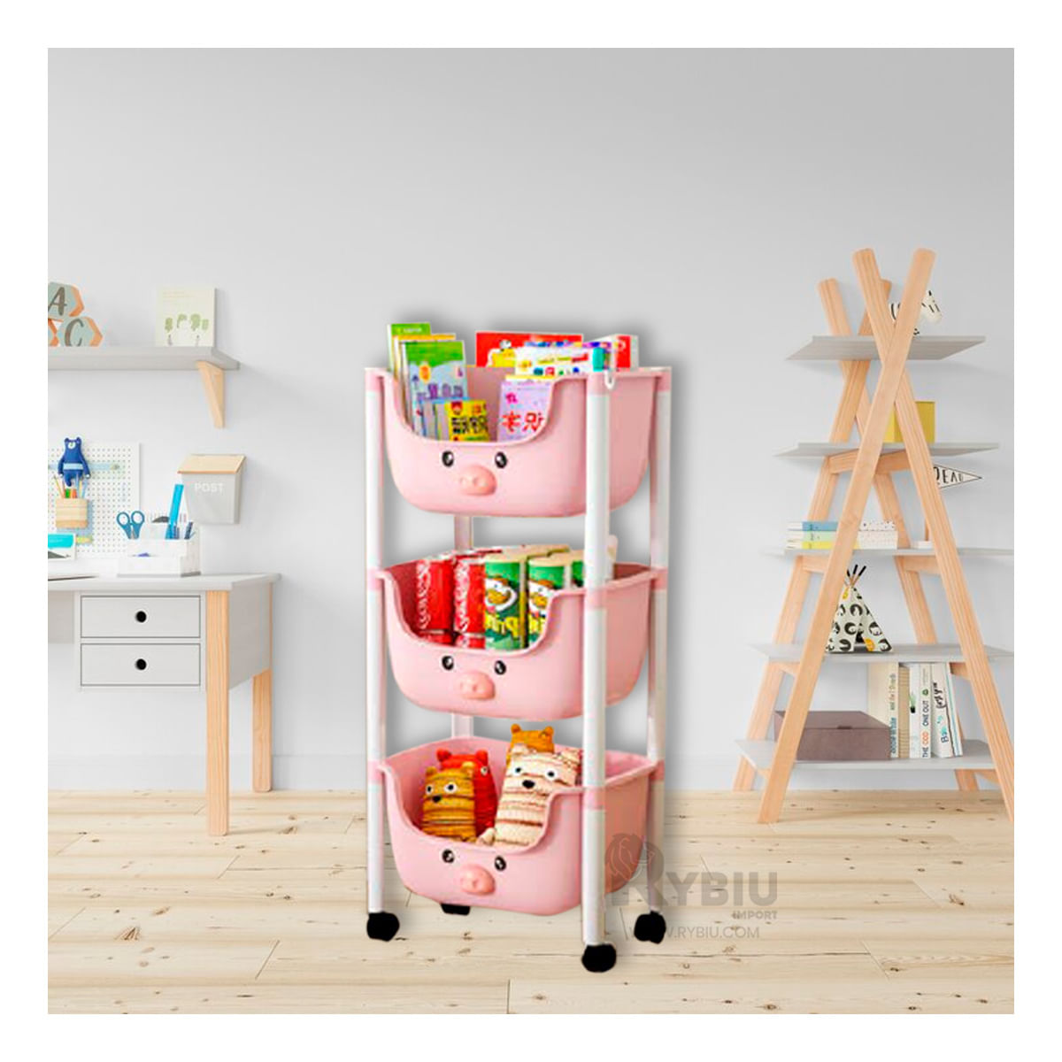 Organizador Resistente de 3 Niveles Tono Rosado Y+Agendita