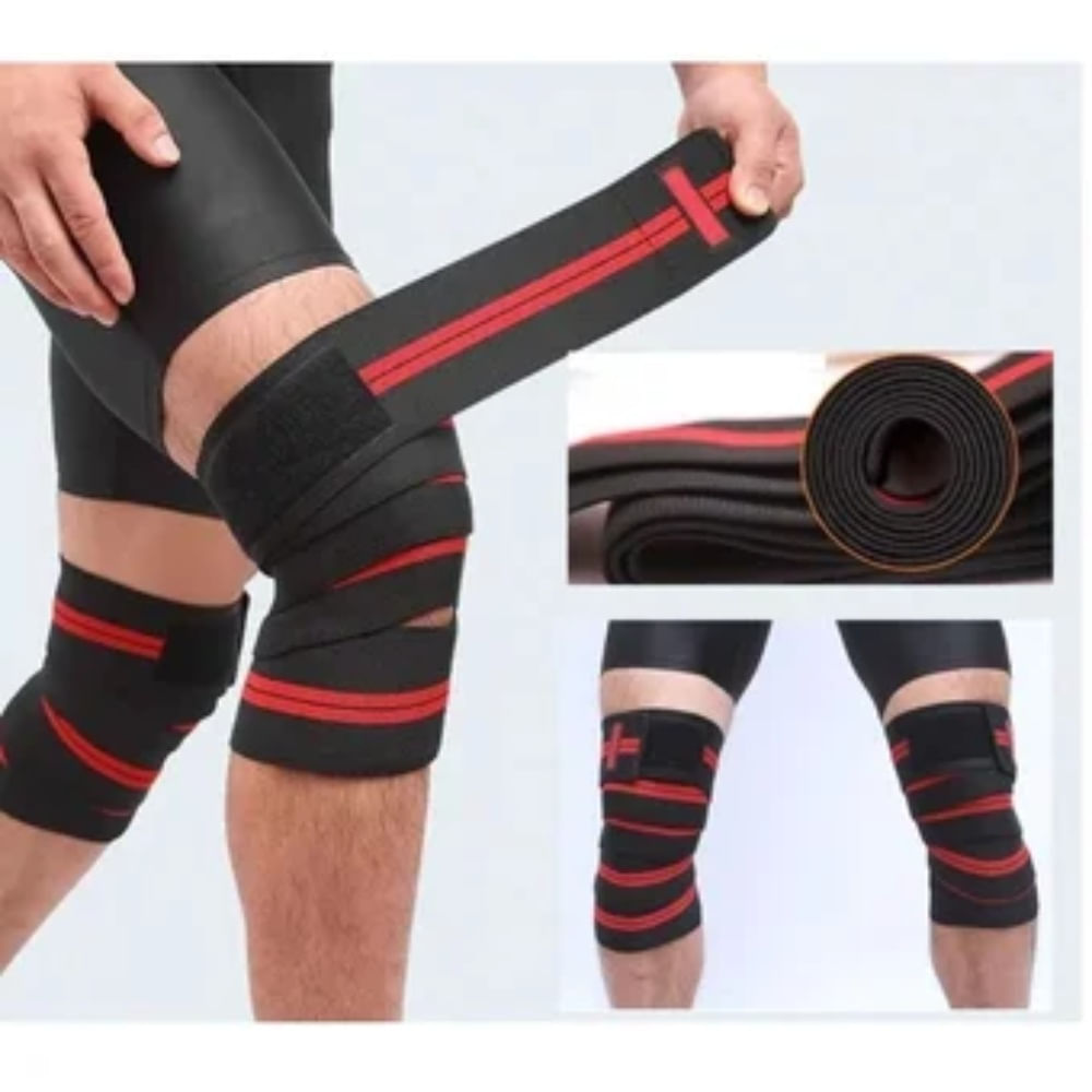 Par de Vendas  Rodilleras de Potencia con Pega Pega  Gym Sentadillas