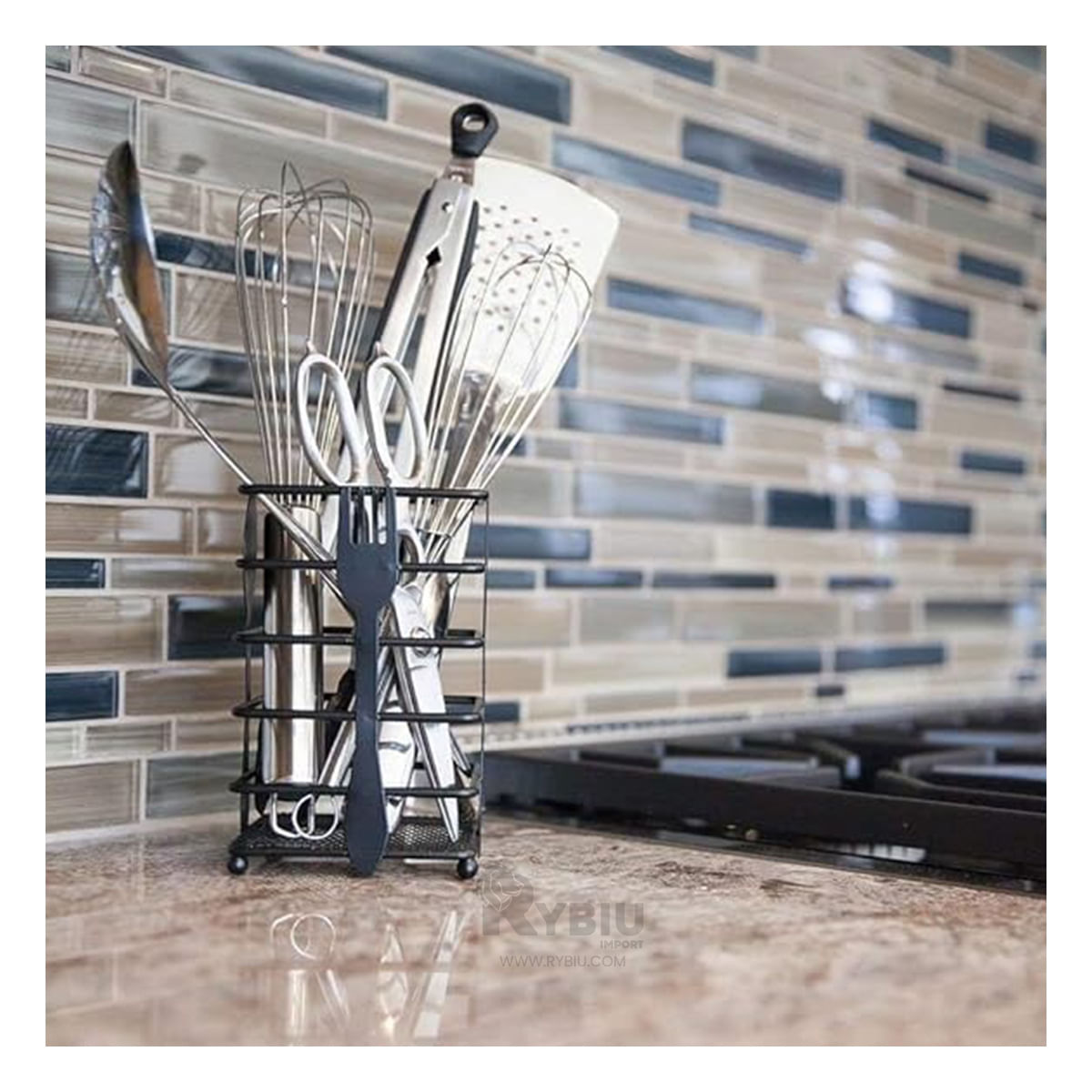 Porta Cubiertos Rectangular para Mesa en Negro