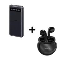 Combo Remax RPP-10 + Audífonos Lenovo HT38 Negro BT 5.0