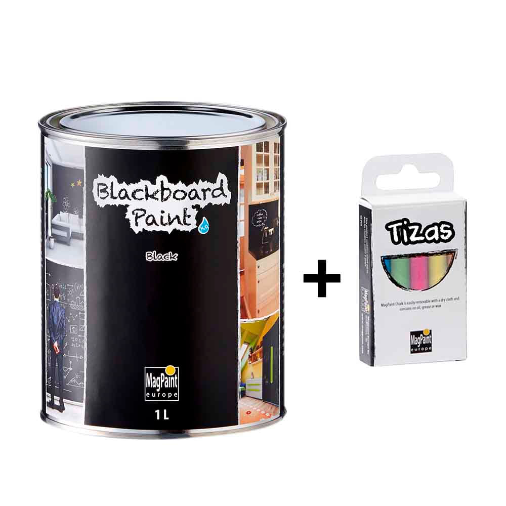 BlackboardPaint+ Caja de Tizas MagPaint Blackboard Efecto Pizarra Para Tiza Negro 1L
