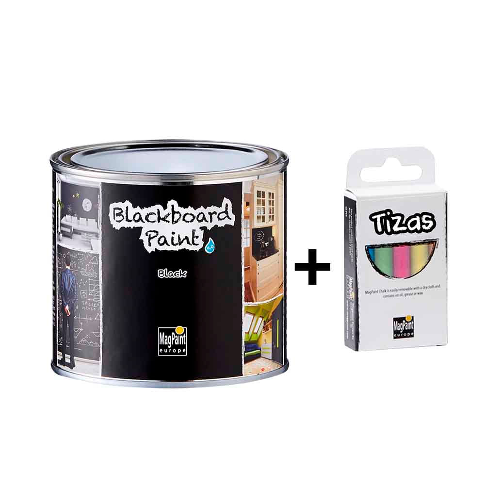 BlackboardPaint+ Caja de Tizas MagPaint Blackboard Efecto Pizarra Para Tiza Negro 0.5 L