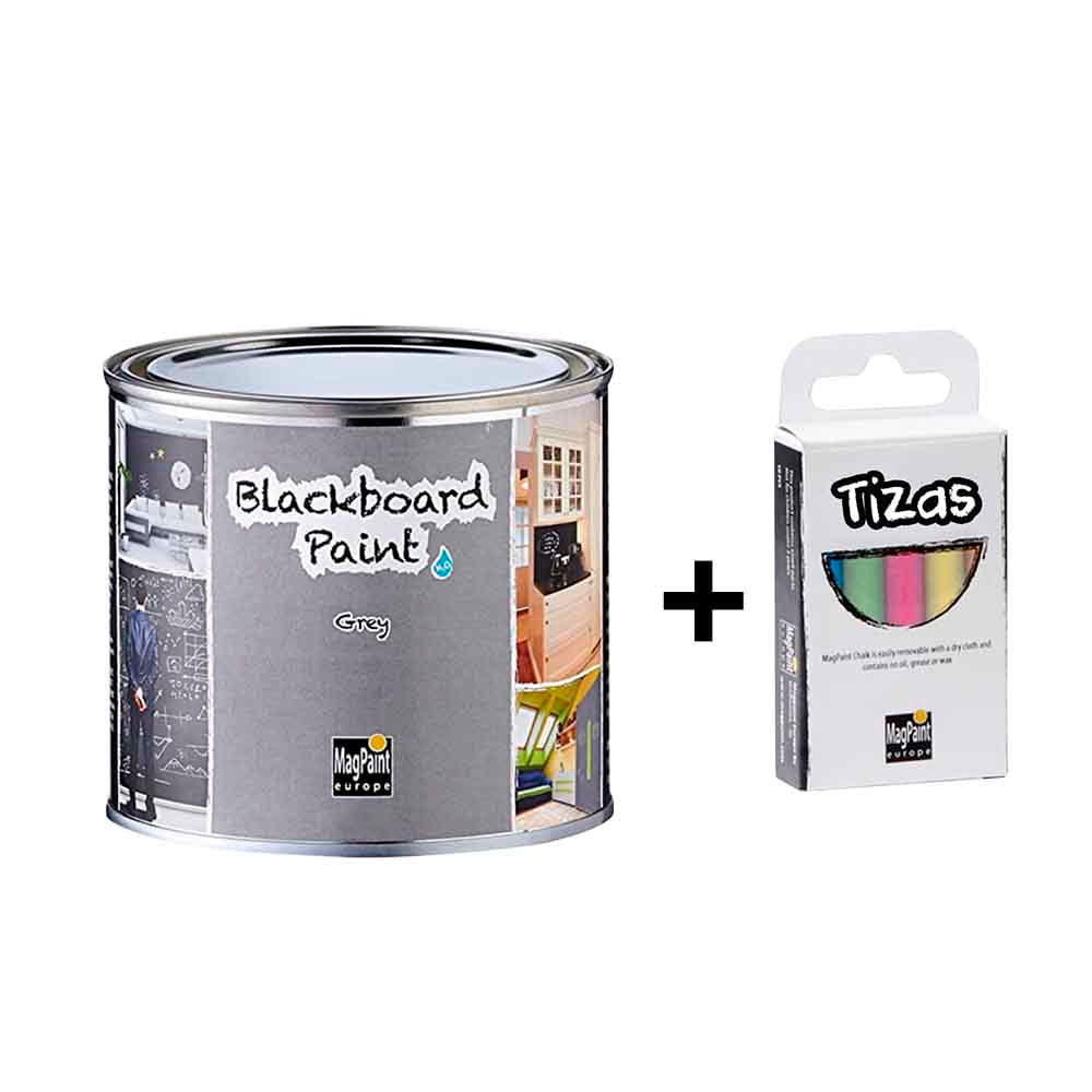 BlackboardPaint+ Caja de Tizas MagPaint Blackboard Efecto Pizarra Para Tiza Gris 0.5 L