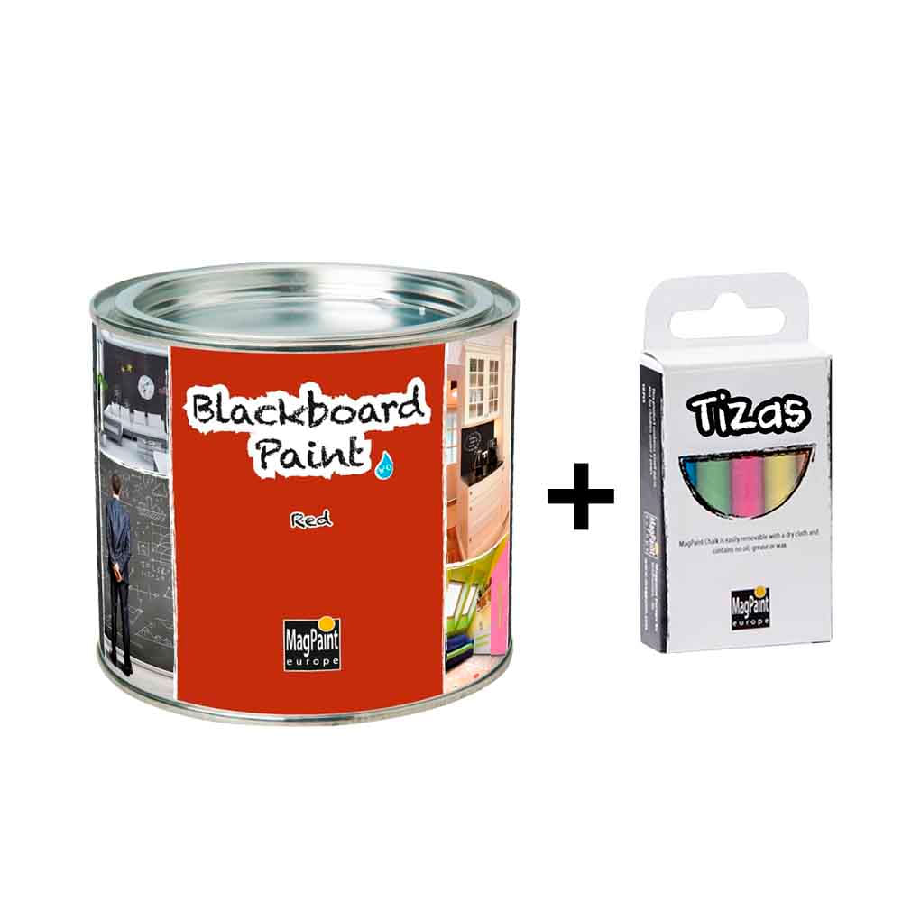 BlackboardPaint+ Caja de Tizas MagPaint Blackboard Efecto Pizarra Para Tiza Rojo 0.5 L