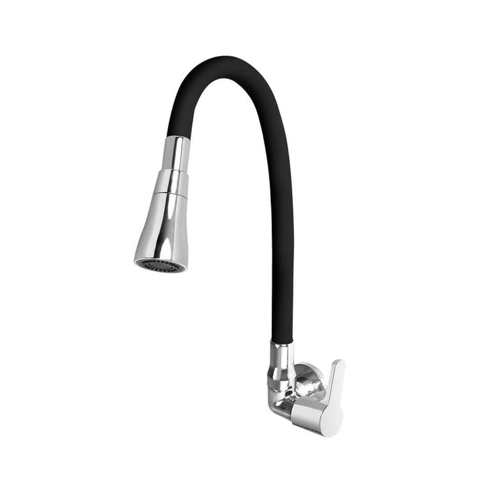 Llave de cocina a la pared Maui con pico flexible negro Vainsa