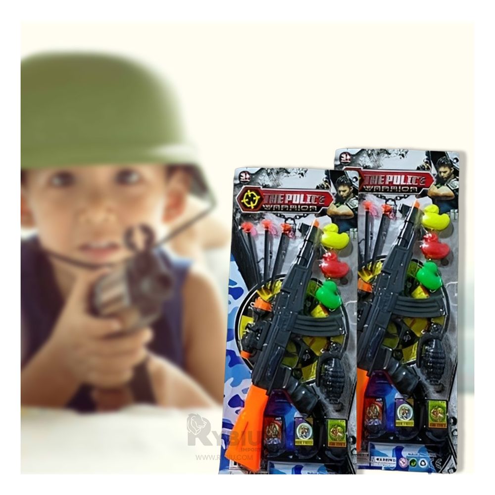 Set de Arma con Granada y Accesorios para Niños Color Negro Set de Arma con Granada y Accesorios para Niños Color Negro