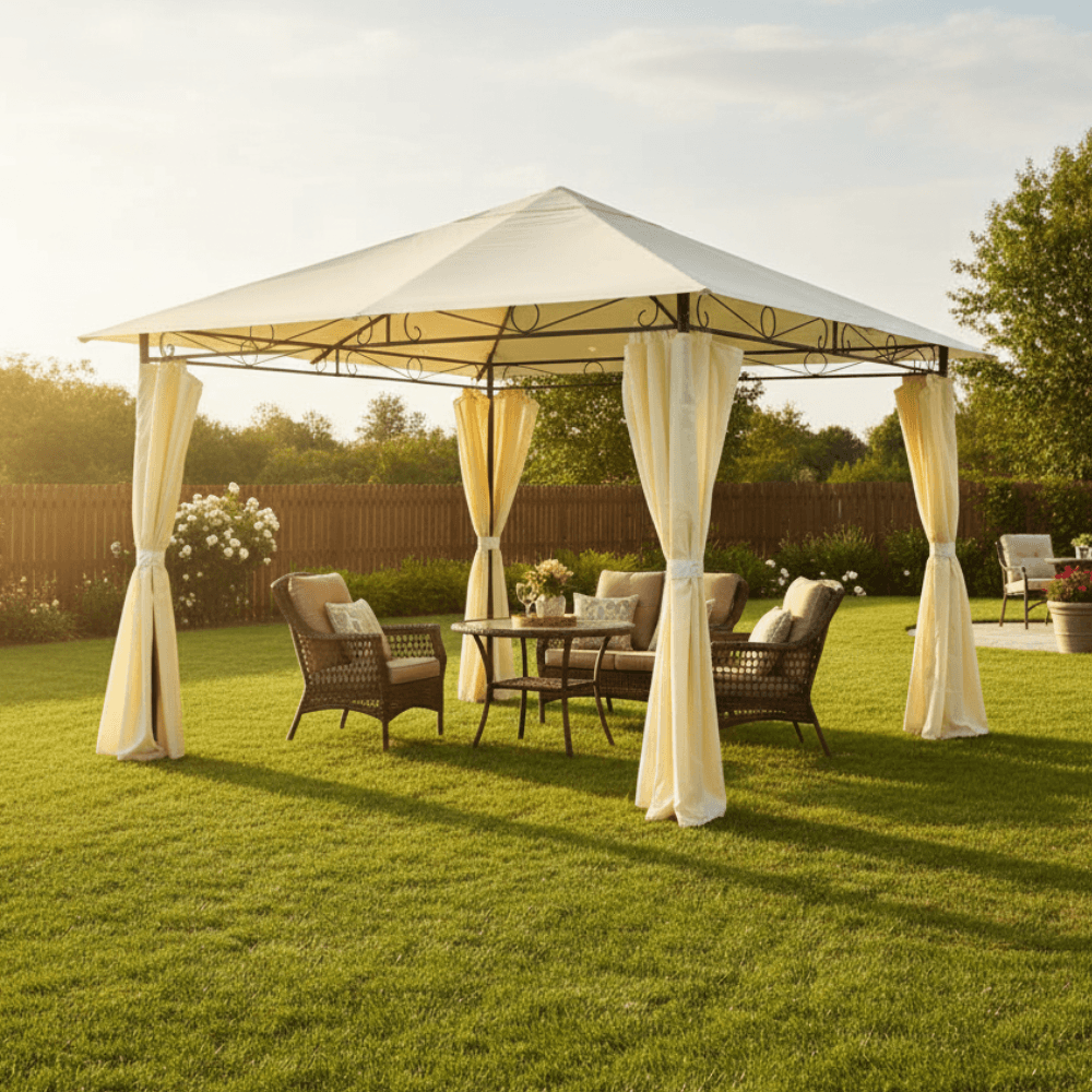 Pérgola con Cortinas 300x300cm Orange