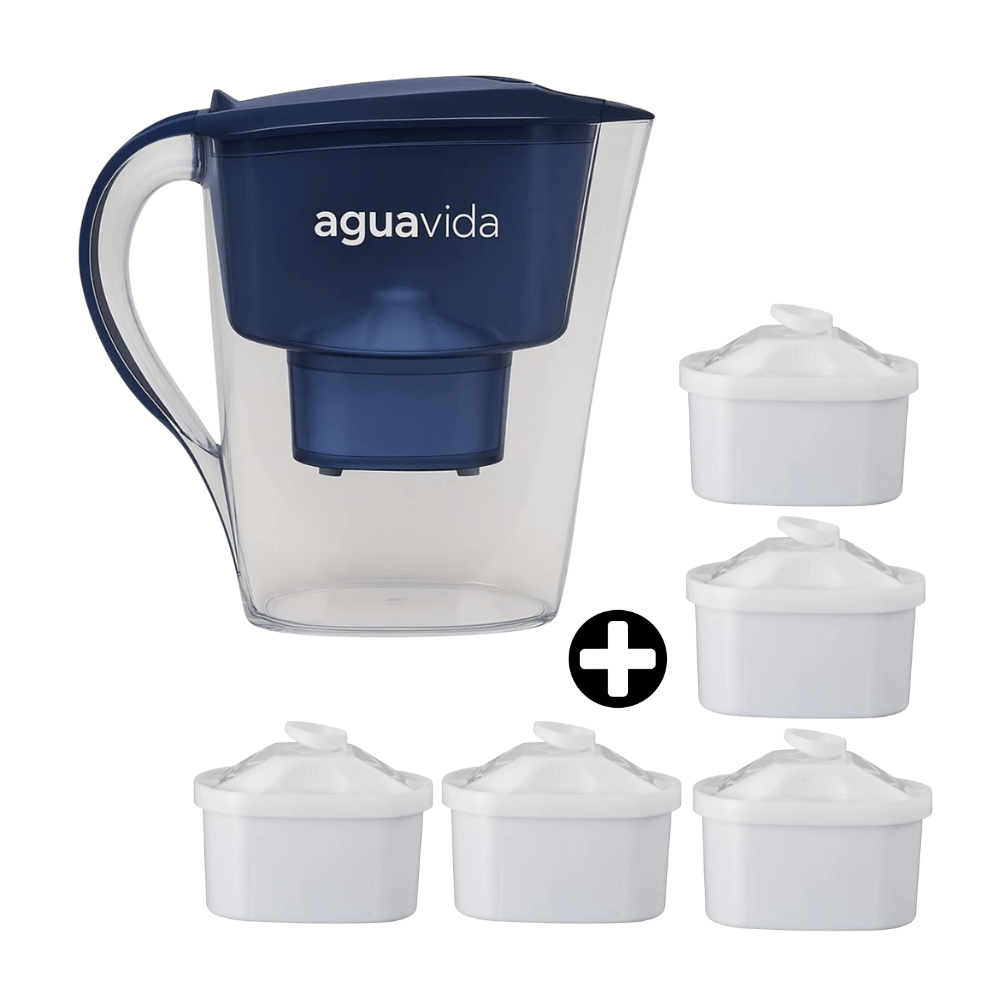 COMBO Agua Vida: Jarra Purificadora + 5 Cartuchos Repuesto Purificador Jarra