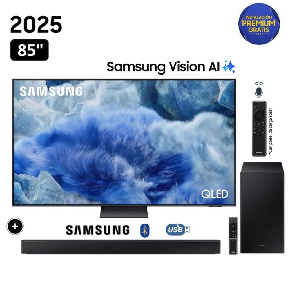 Televisor Samsung QLED 85 Visión AI Smart TV QN85Q8FAAGXPE + Soundbar HW-B650F