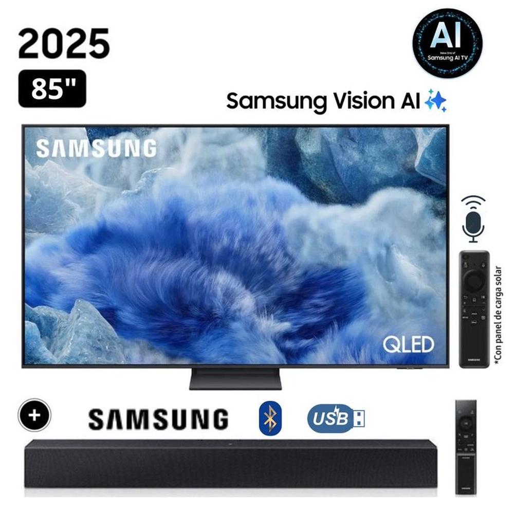 Televisor Samsung QLED 85 Visión AI Smart TV QN85Q8FAAGXPE + Soundbar HW-B400F