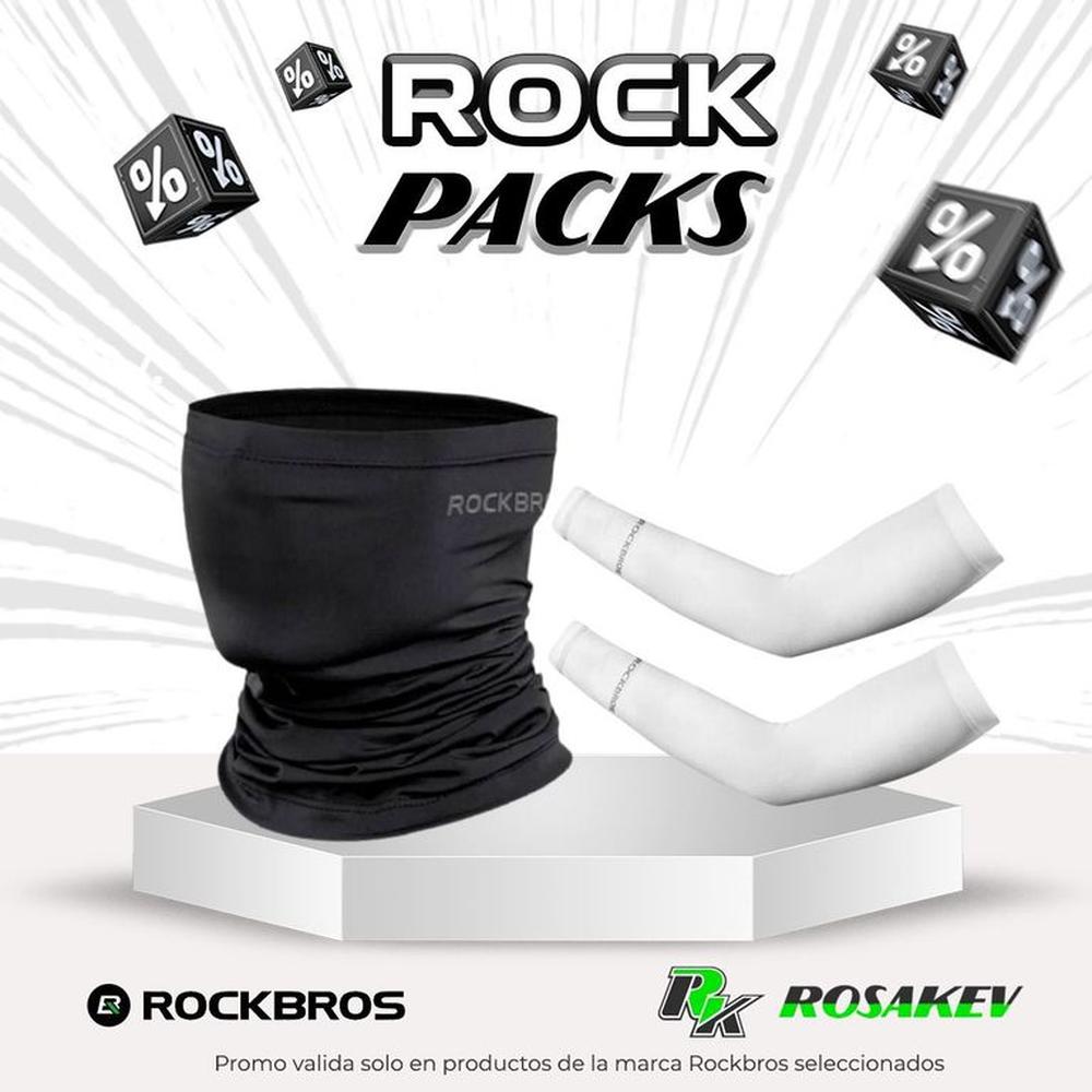 PROMO PACK BANDANA ROCKBROS NEGRO Y MANGA BLANCO