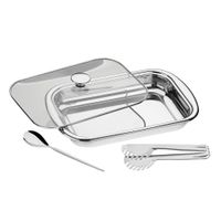 JUEGO PARA HORNEAR Y SERVIR DE A. INOX C/TAPA DE VIDRIO 3 PZAS TRAMONTINA 64310/114