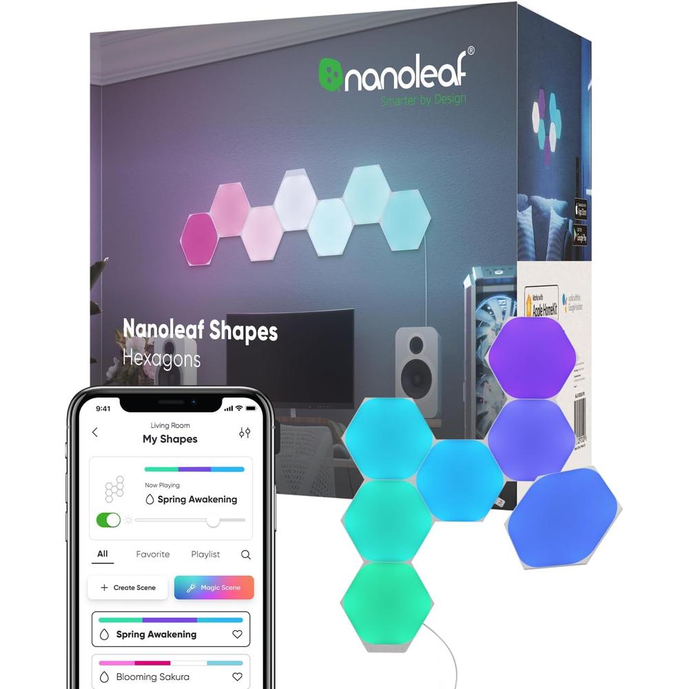 Nanoleaf Shapes Paneles LED de Pared Inteligentes RGBW WiFi 7-Pack