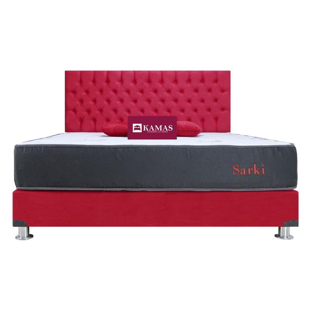 DORMITORIO KAMAS KING SARKI + CABECERA AÉREA CAPITONEADO - ROJO Rojo DORMITORIO KAMAS KING SARKI + CABECERA AÉREA CAPITONEADO - ROJO Rojo