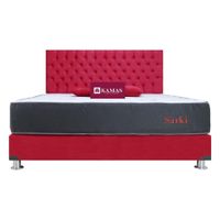 DORMITORIO KAMAS KING SARKI + CABECERA AÉREA CAPITONEADO - ROJO