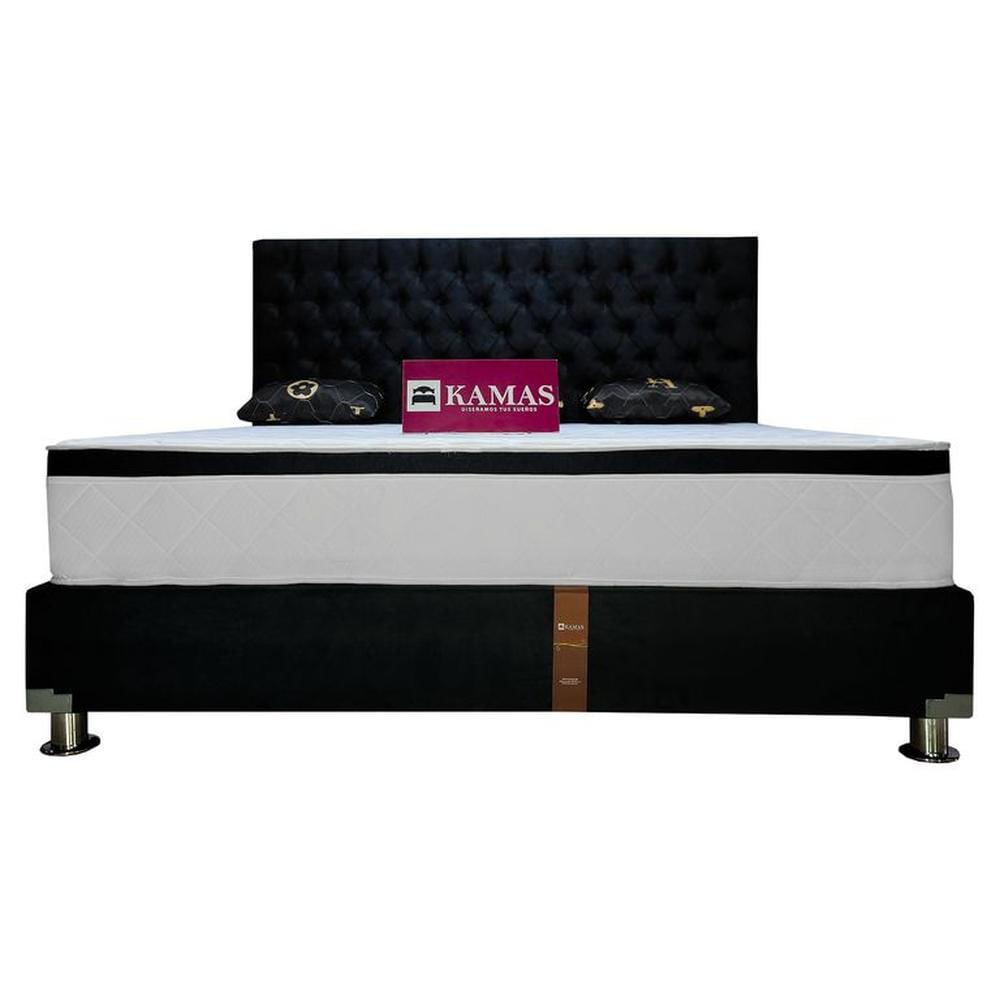 DORMITORIO KAMAS KING DER PRINZ + CABECERA AÉREA CAPITONEADA - NEGRO Negro DORMITORIO KAMAS KING DER PRINZ + CABECERA AÉREA CAPITONEADA - NEGRO Negro