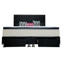 DORMITORIO KAMAS KING DER PRINZ CON CAJONES + CABECERA CAPITONEADA - NEGRO
