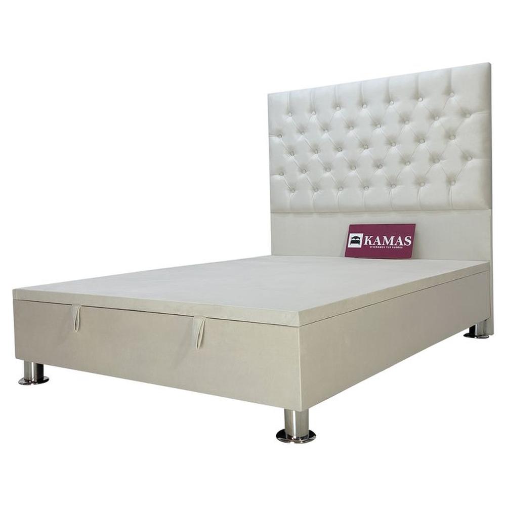BOX ESPACIO KAMAS 2 PLAZAS + CABECERA PEDESTAL CAPITONEADA - BLANCO
