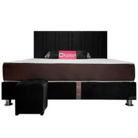 DORMITORIO KAMAS KING SARKI + CABECERA AÉREA LINEAL 3 - NEGRO
