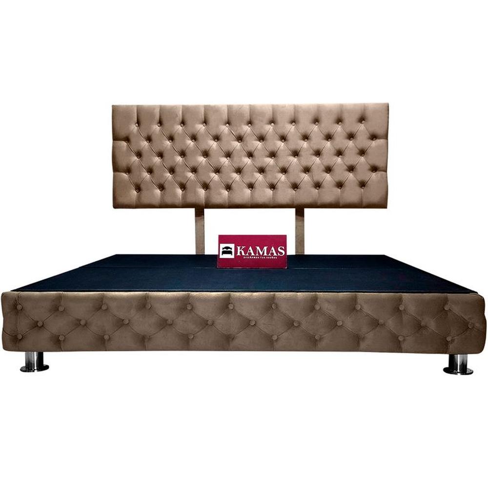 CAMA TARIMA KAMAS KING + CABECERA AÉREA CAPITONEADO - CAMEL Beige CAMA TARIMA KAMAS KING + CABECERA AÉREA CAPITONEADO - CAMEL Beige