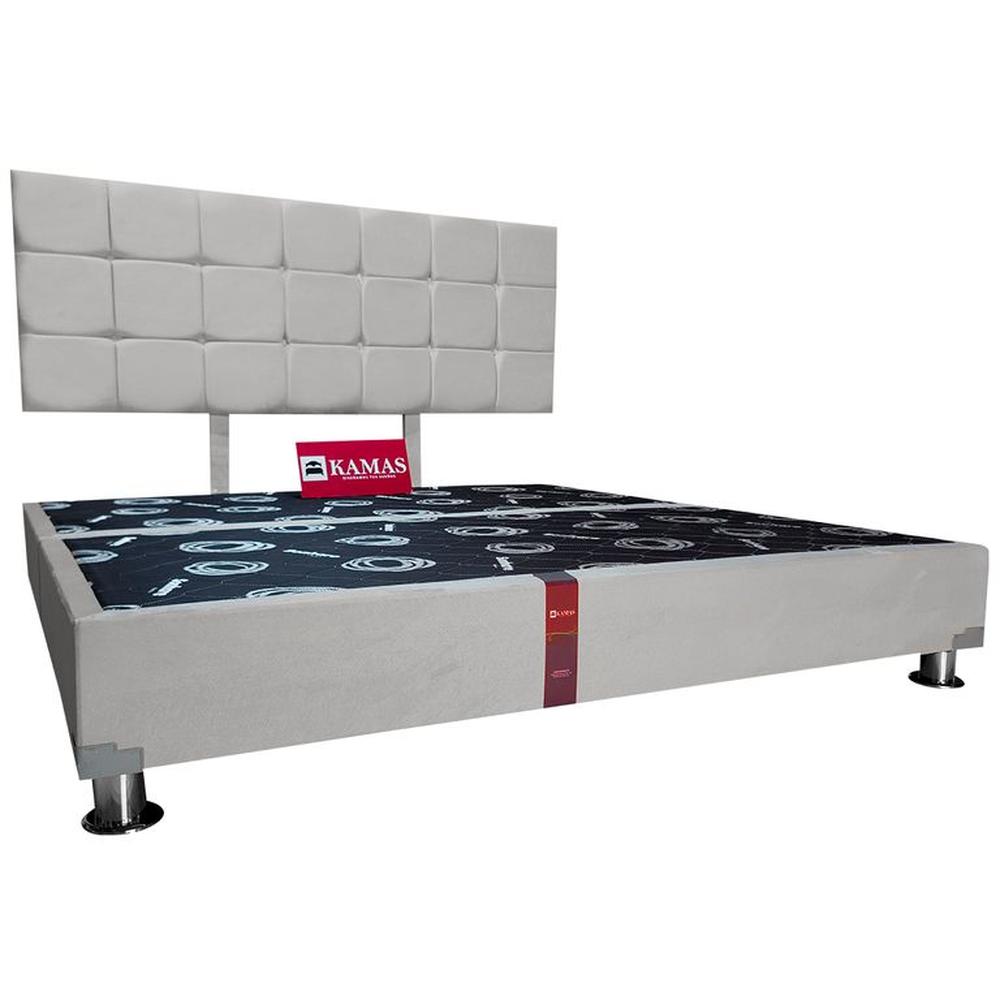 CAMA TARIMA KAMAS KING + CABECERA AÉREA CUADROS 2 - GRIS PLATA Plata CAMA TARIMA KAMAS KING + CABECERA AÉREA CUADROS 2 - GRIS PLATA Plata
