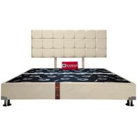 CAMA TARIMA KAMAS KING + CABECERA AÉREA CUADROS 2 - ARENA CLARO