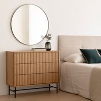 Cómoda Moderna Industrial Taiwa 3 Cajones Marrón R&R MUEBLES