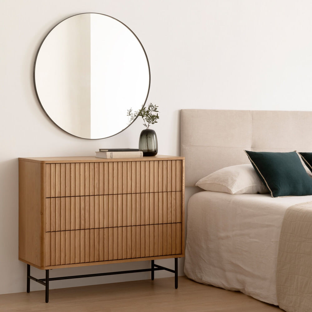 Cómoda Moderna Industrial Taiwa 3 Cajones Marrón R&R MUEBLES