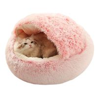 Cama Donut Cueva de Felpa Para Gatos Rosado