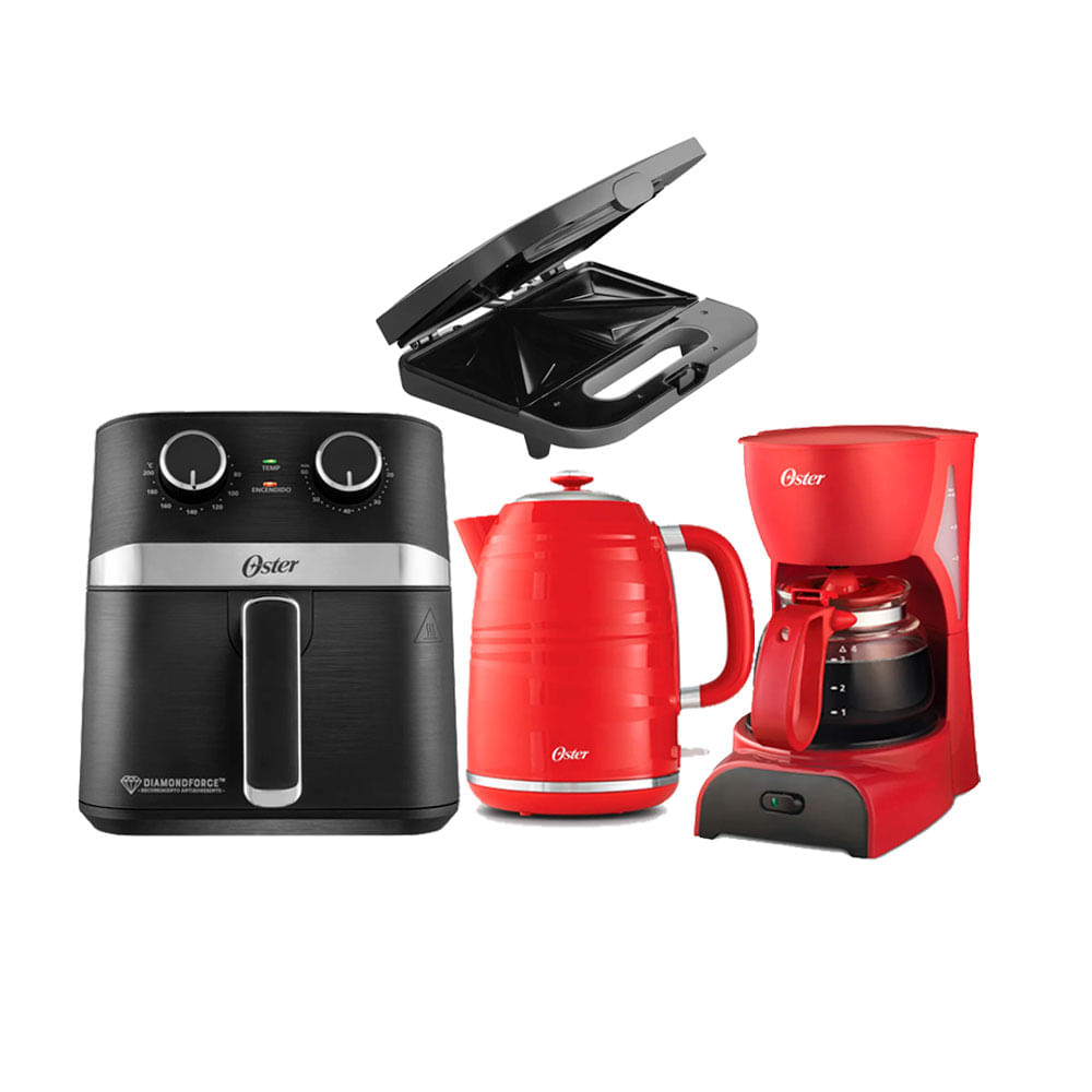 Combo Freidora Oster+Cafetera+Hervidor+Sandwichera