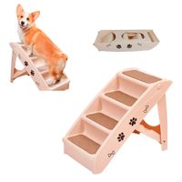 Escalera Plegable 4 Escalones Para Mascotas Alta Resistencia Beige