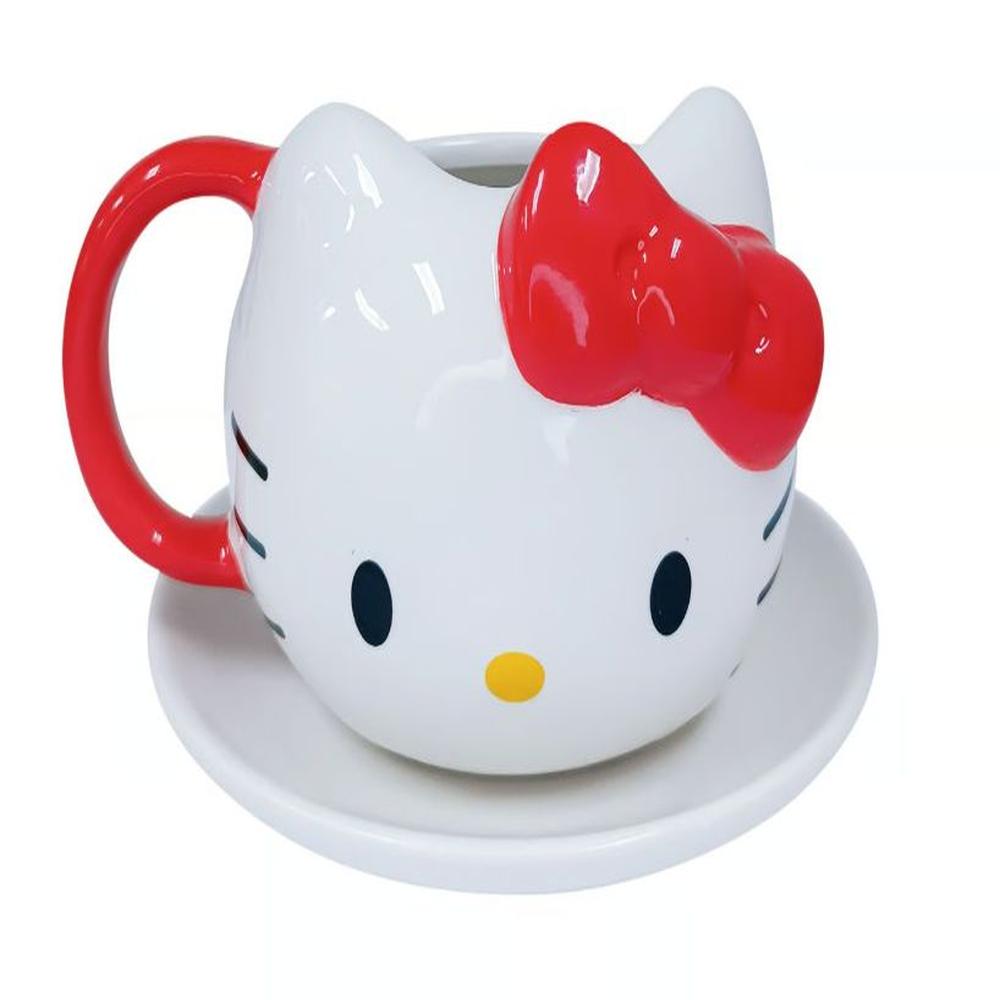 Set Taza con Plato Cerámica 3D Hello Kitty