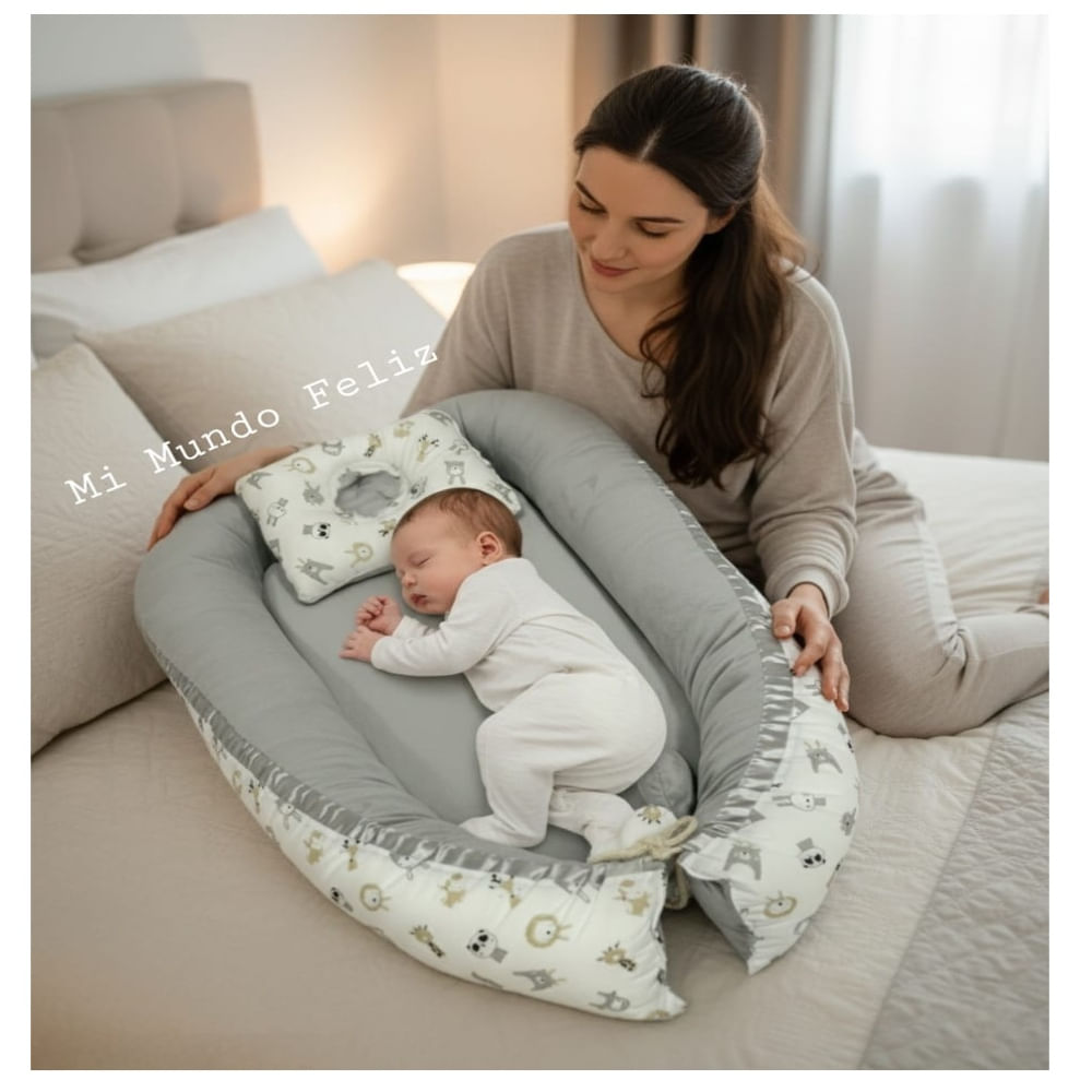 cUNA COLECHO NIDO COJIN CON ALMOHADITA BEIGE