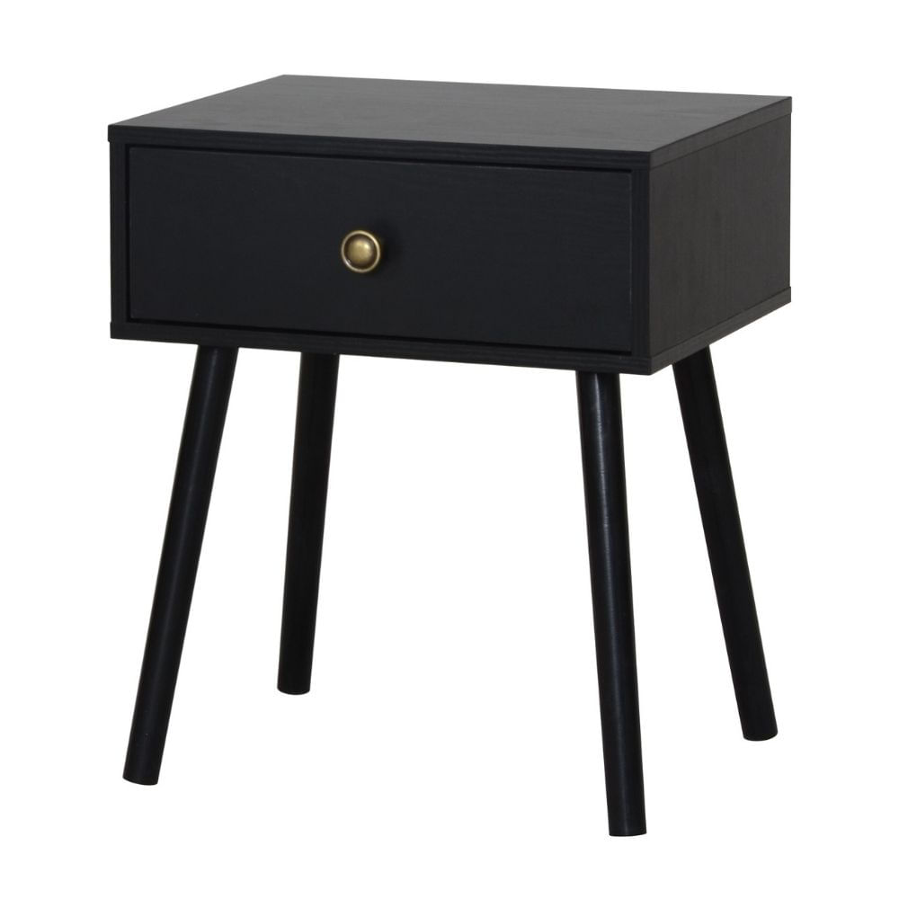 Velador Lara 1 cajón Negro Orange