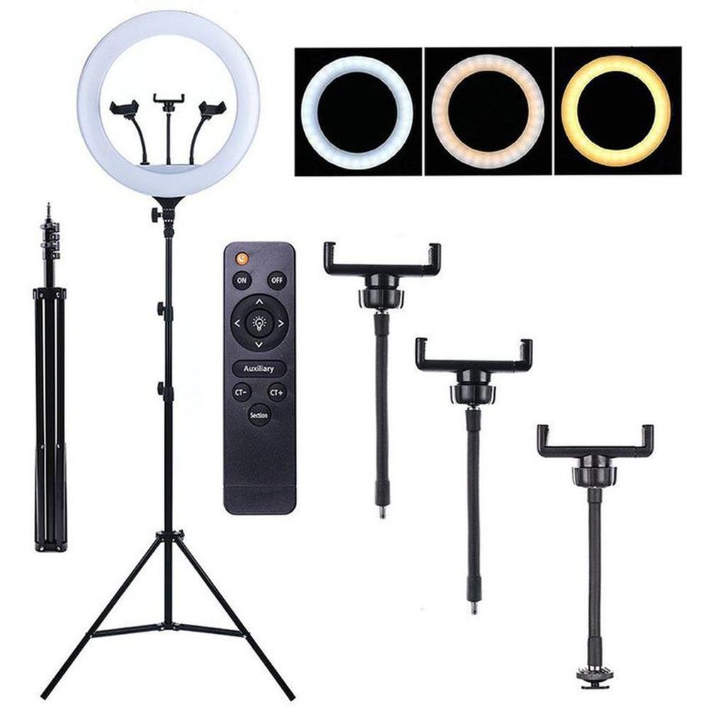 Aro anillo luz led 46 cm táctil fotografía y video + trípode + control