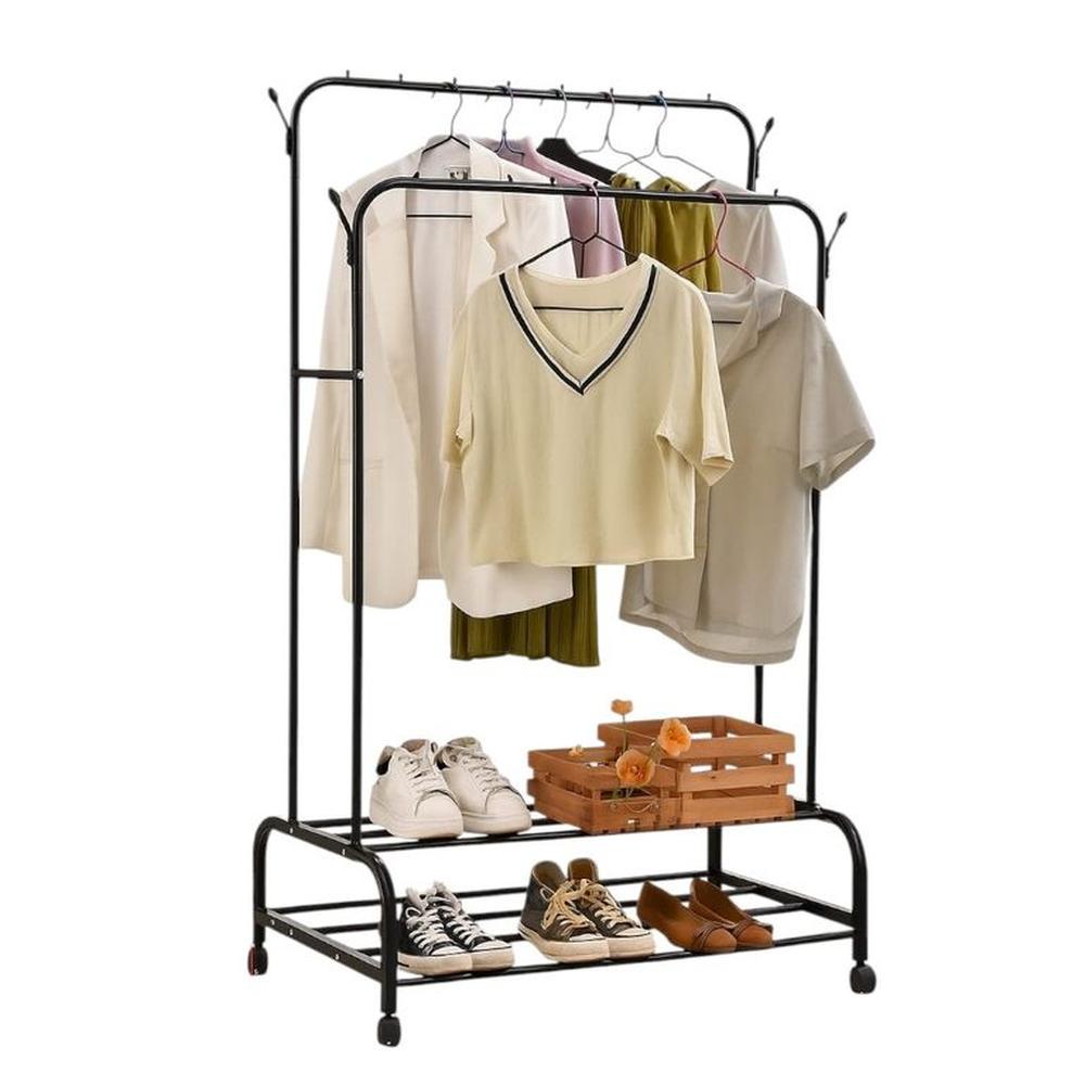 Organizador De Ropa Doble con Estantes De 2 Niveles con Ruedas PREMIUM