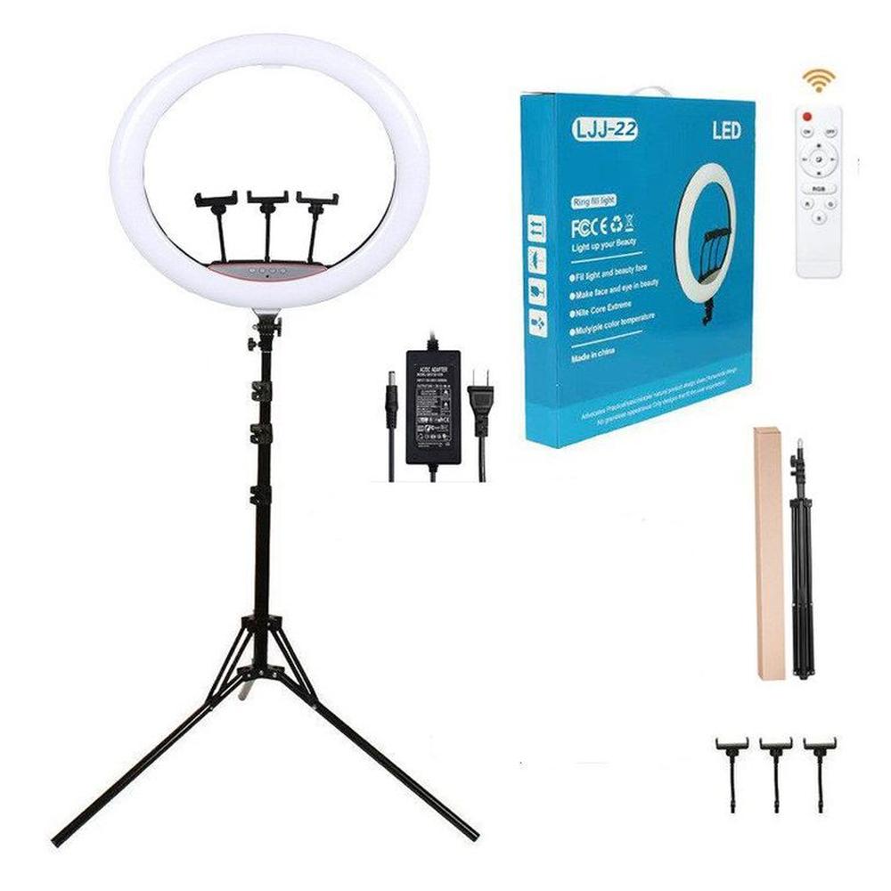 Aro Luz Led Touch 56 cm con Trípode y Control Remoto para 3 Celulares