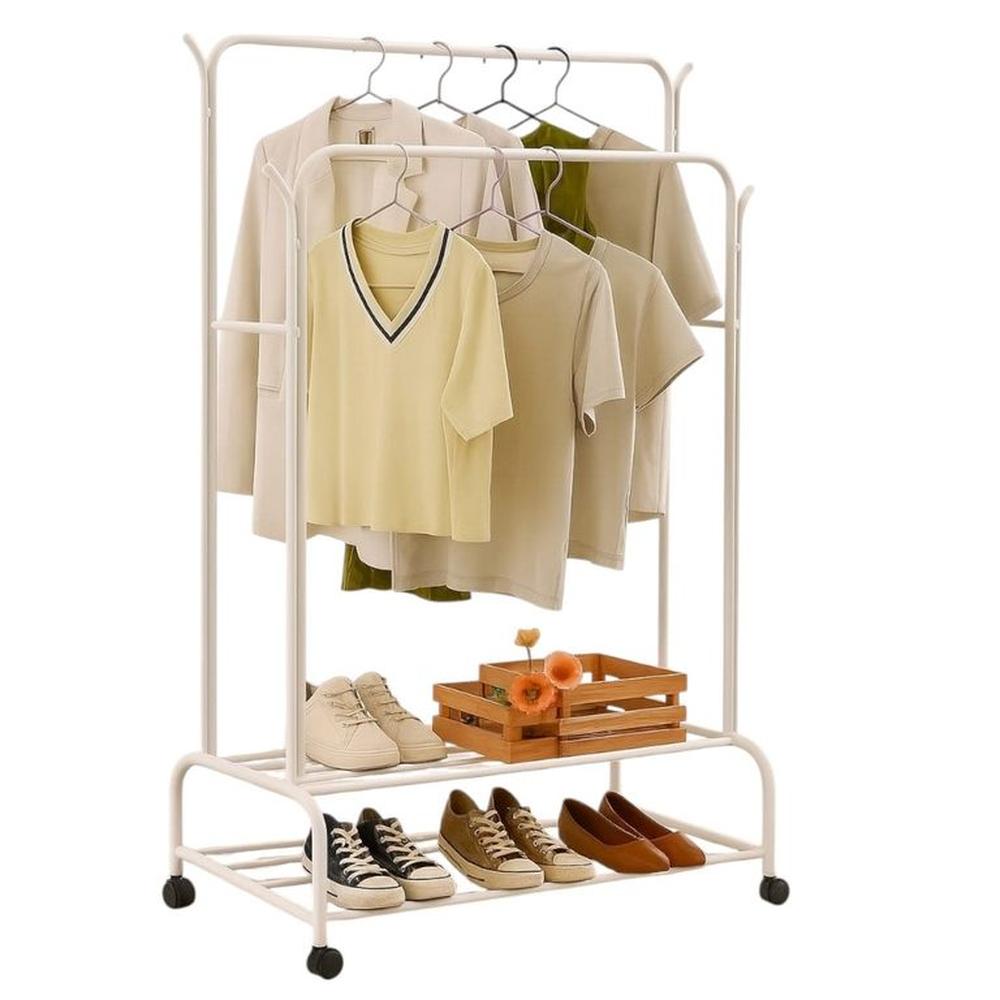 Organizador De Ropa Doble con Estantes De 2 Niveles con Ruedas